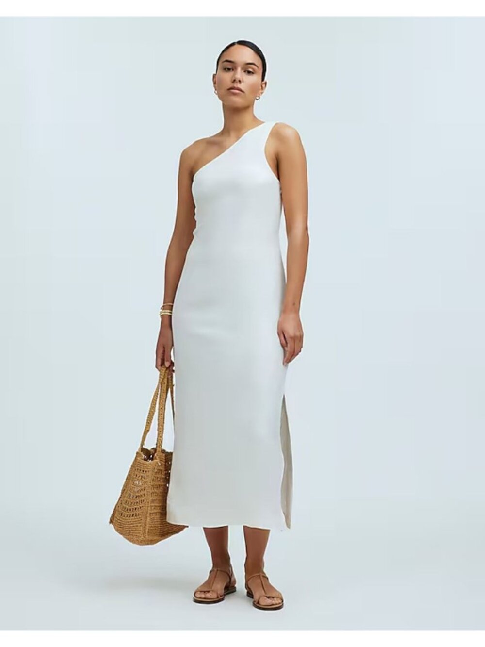 Madewell One-Shoulder Midi Dress Women's Size 00 in Lighthouse White NWT!